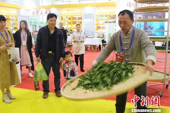 图为手工制茶展示——摇青。　林榕生 摄